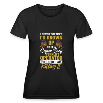 Conducteur de chariot élévateur Élévateur - T-shirt sport Femme - noir - Devant - AI Model Female 172 light (172cm)