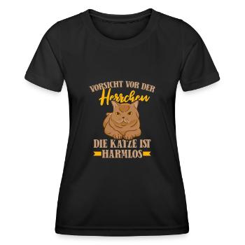 Katze Mietzekatze Hauskatze - Frauen Funktions-T-Shirt - Schwarz - Vorne - AI Model Female 172 light (172cm)