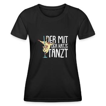 Katze Mietzekatze Hauskatze - Frauen Funktions-T-Shirt - Schwarz - Vorne - AI Model Female 172 light (172cm)
