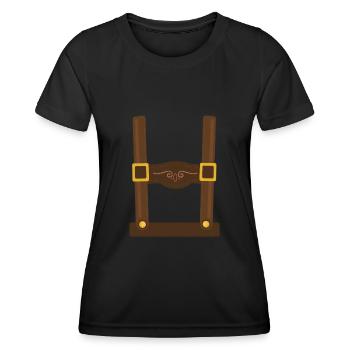 Lederhosen Fake Hosenträger Bayern - Frauen Funktions-T-Shirt - Schwarz - Vorne - AI Model Female 172 light (172cm)