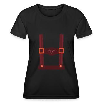 Lederhosen Fake Hosenträger Bayern - Frauen Funktions-T-Shirt - Schwarz - Vorne - AI Model Female 172 light (172cm)