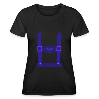 Lederhosen Fake Hosenträger Bayern - Frauen Funktions-T-Shirt - Schwarz - Vorne - AI Model Female 172 light (172cm)