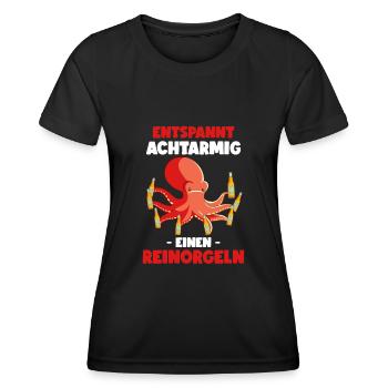Entspannt Achtarmig einen reinorgeln Saufen - Frauen Funktions-T-Shirt - Schwarz - Vorne - AI Model Female 172 light (172cm)