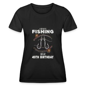 Fisherman's birthday 40 Fishing 40th angler - Women's Functional T-Shirt - black - Front - AI Model Female 172 light (172cm)