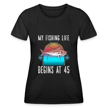 Fisherman's birthday 45 Fishing 45th angler - Women's Functional T-Shirt - black - Front - AI Model Female 172 light (172cm)
