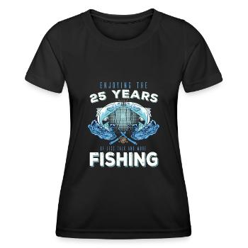 Fischergeburtstag 25 Angeln 25ter Angler - Frauen Funktions-T-Shirt - Schwarz - Vorne - AI Model Female 172 light (172cm)
