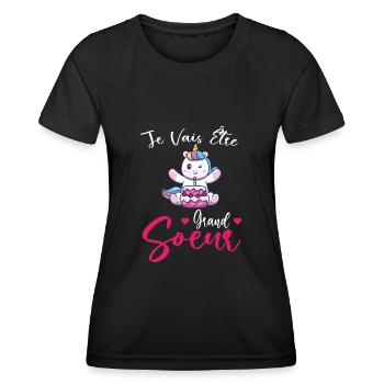 Je Vais Être Grand Soeur - T-shirt sport Femme - noir - Devant - AI Model Female 172 light (172cm)