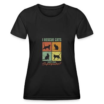 cat save shelter cats gift - Women's Functional T-Shirt - black - Front - AI Model Female 172 light (172cm)