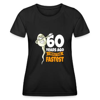 60th birthday gift sperm 60 years old - Women's Functional T-Shirt - black - Front - AI Model Female 172 light (172cm)