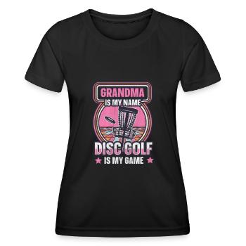 Grandma Is My Name Disc Golf Is My Game für Oma - Frauen Funktions-T-Shirt - Schwarz - Vorne - AI Model Female 172 light (172cm)