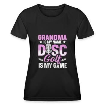 Grandma Is My Name Disc Golf Is My Game für Oma - Frauen Funktions-T-Shirt - Schwarz - Vorne - AI Model Female 172 light (172cm)