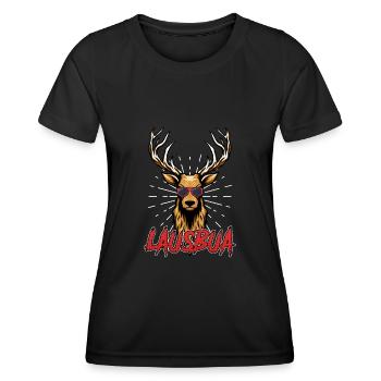 Trachten Shirt Hirsch Geweih Bayern Bier - Frauen Funktions-T-Shirt - Schwarz - Vorne - AI Model Female 172 light (172cm)