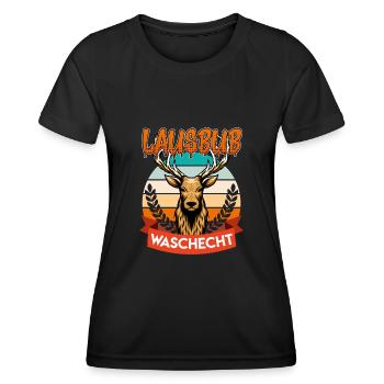 Waschechter Lausbub Bayer Trachtenshirt - Frauen Funktions-T-Shirt - Schwarz - Vorne - AI Model Female 172 light (172cm)
