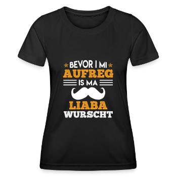 Bevor i mi aufreg is mir liaba wurscht - Frauen Funktions-T-Shirt - Schwarz - Vorne - AI Model Female 172 light (172cm)