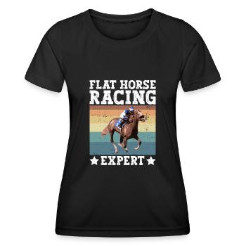 Courses de plat - Équitation équestre - T-shirt sport Femme - noir - Devant - AI Model Female 172 light (172cm)