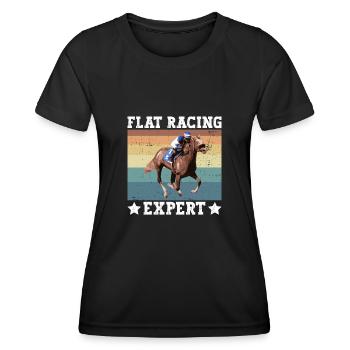 Expert pour les courses de plat - Horse Racing Equestrian - T-shirt sport Femme - noir - Devant - AI Model Female 172 light (172cm)