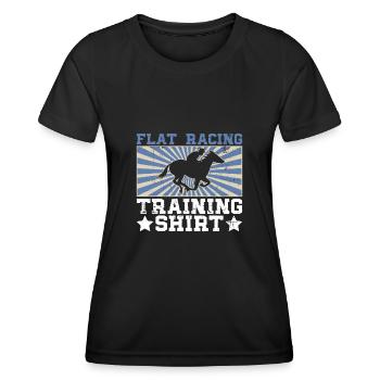 Chemise d’entraînement de course plate - Courses de chevaux - T-shirt sport Femme - noir - Devant - AI Model Female 172 light (172cm)