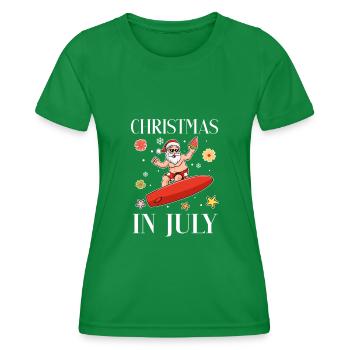 Noël Été Santa Surfer Surfboard - T-shirt sport Femme - vert - Devant - AI Model Female 172 dark (172cm)