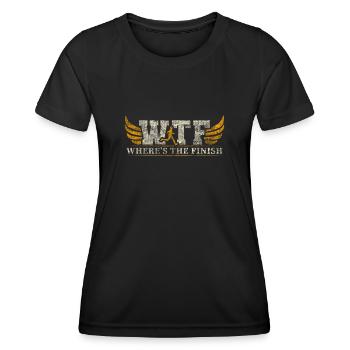 WTF - Where's The Finish Fun Marathon Runner - Women's Functional T-Shirt - black - Front - AI Model Female 172 light (172cm)