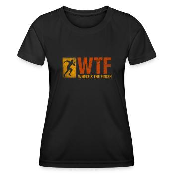 WTF - Where's The Finish Fun Marathon Runner - Women's Functional T-Shirt - black - Front - AI Model Female 172 light (172cm)
