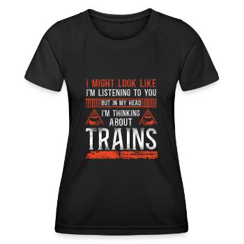 Conducteur de train diesel de marchandises - T-shirt sport Femme - noir - Devant - AI Model Female 172 light (172cm)