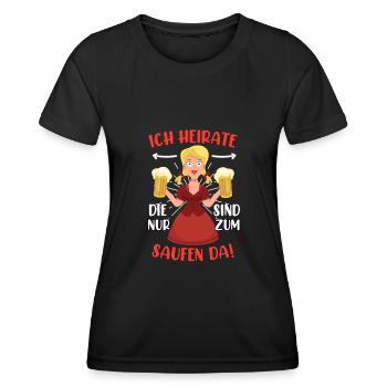 Ich heirate die anderen sind nur zum saufen hier - Frauen Funktions-T-Shirt - Schwarz - Vorne - AI Model Female 172 light (172cm)