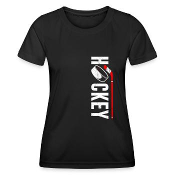 Ice Hockey Puck Hockey Sticks - Women's Functional T-Shirt - black - Front - AI Model Female 172 light (172cm)