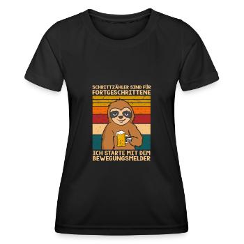 Schrittzähler Sind Für Fortgeschrittene Faultier - Frauen Funktions-T-Shirt - Schwarz - Vorne - AI Model Female 172 light (172cm)