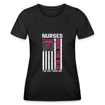 Krankenschwester unterstützen die Polizei - Frauen Funktions-T-Shirt - Schwarz - Vorne - AI Model Female 172 light (172cm)