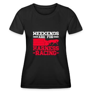 Les week-ends sont pour les courses de trot - courses de chevaux - T-shirt sport Femme - noir - Devant - AI Model Female 172 light (172cm)