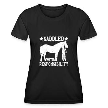 Pferdetrainerin mit Verantwortung - - Frauen Funktions-T-Shirt - Schwarz - Vorne - AI Model Female 172 light (172cm)