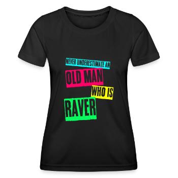 Raver Festival Old Man Techno Rave - Frauen Funktions-T-Shirt - Schwarz - Vorne - AI Model Female 172 light (172cm)