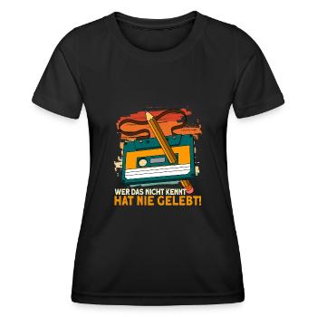 Retro Kassette 80er 90er Vintage - Frauen Funktions-T-Shirt - Schwarz - Vorne - AI Model Female 172 light (172cm)