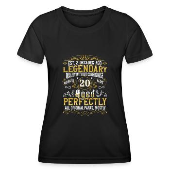 Vintage Légendaire - Vieilli parfaitement 20ème anniversaire - T-shirt sport Femme - noir - Devant - AI Model Female 172 light (172cm)