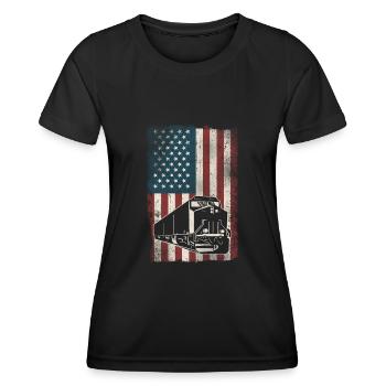 Conducteur de train diesel de marchandises - T-shirt sport Femme - noir - Devant - AI Model Female 172 light (172cm)