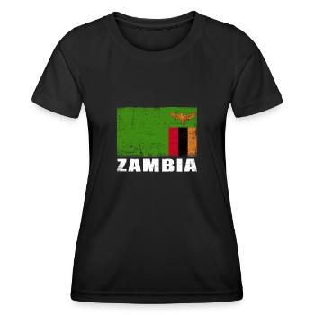 Zambia Flag Grunge Zambia Flag - Women's Functional T-Shirt - black - Front - AI Model Female 172 light (172cm)