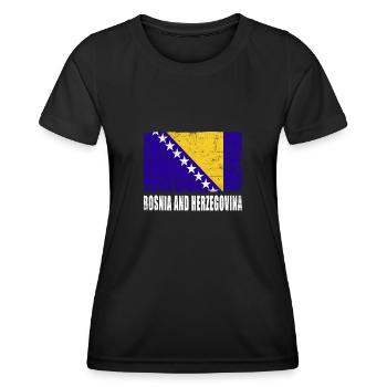 Bosnien Und Herzegowina Flagge - Frauen Funktions-T-Shirt - Schwarz - Vorne - AI Model Female 172 light (172cm)