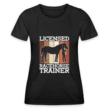 Entraîneur de chevaux de course agréé - Entraîneur de chevaux - T-shirt sport Femme - noir - Devant - AI Model Female 172 light (172cm)