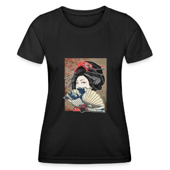 Vintage Cherry Blossom Japon Design Japonais Geisha - T-shirt sport Femme - noir - Devant - AI Model Female 172 light (172cm)