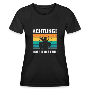 Drummer Schlagzeug Schlagzeuger 10. Geburtstag - Frauen Funktions-T-Shirt - Schwarz - Vorne - AI Model Female 172 light (172cm)