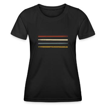 Retro Schlagzeuger Drumsticks Batteur - T-shirt sport Femme - noir - Devant - AI Model Female 172 light (172cm)