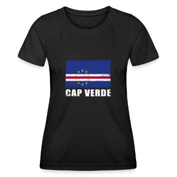 Drapeau du Cap-Vert Grunge Drapeau du Cap-Vert - T-shirt sport Femme - noir - Devant - AI Model Female 172 light (172cm)