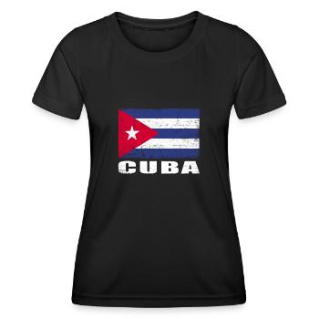Kuba Flagge Grunge Kuba Fahne - Frauen Funktions-T-Shirt - Schwarz - Vorne - AI Model Female 172 light (172cm)
