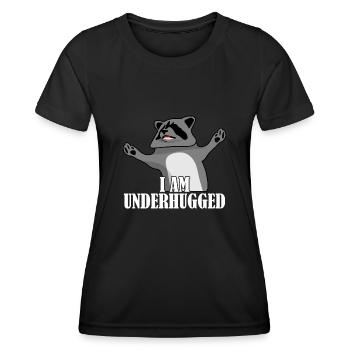 Racoon Free Hugs Underhugged Embrassez-moi - T-shirt sport Femme - noir - Devant - AI Model Female 172 light (172cm)