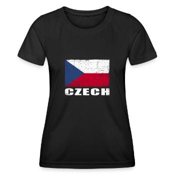 Tschechien Flagge Grunge Tschechien Fahne - Frauen Funktions-T-Shirt - Schwarz - Vorne - AI Model Female 172 light (172cm)