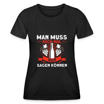 Wein Weinliebhaber Weintrinker Weinfest Geschenk - Frauen Funktions-T-Shirt - Schwarz - Vorne - AI Model Female 172 light (172cm)