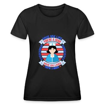 KRANKENSCHWESTER Hero Nurse - Women's Functional T-Shirt - black - Front - AI Model Female 172 light (172cm)