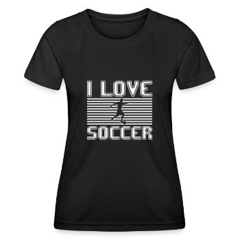 I love soccer - Frauen Funktions-T-Shirt - Schwarz - Vorne - AI Model Female 172 light (172cm)
