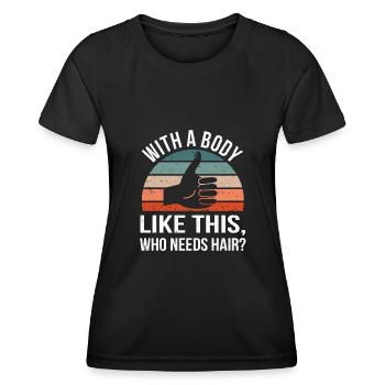 Lustige Sprüche Glatze Keine Haare Sarkasmus - Frauen Funktions-T-Shirt - Schwarz - Vorne - AI Model Female 172 light (172cm)
