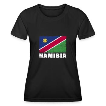 Namibia Flagge Grunge Namibia Fahne - Frauen Funktions-T-Shirt - Schwarz - Vorne - AI Model Female 172 light (172cm)